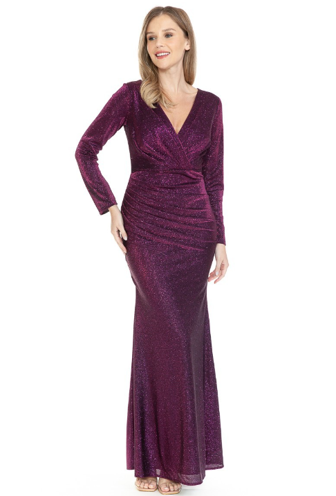 7072 - Shimmer Long Sleeve Gown-06-Dresses/Jumpsuits-jo+el-Krista Anne's Boutique, Women's Fashion and Accessories Located in Oklahoma City, OK and Black Mountain, NC