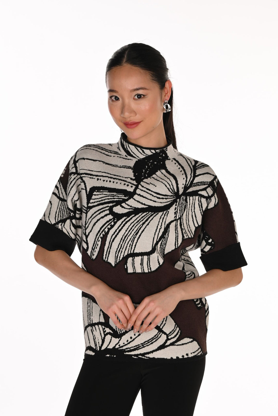 263773 - Half Sleeve Floral Knit Sweater-05-Sweaters-Frank Lyman-Krista Anne's Boutique, Women's Fashion and Accessories Located in Oklahoma City, OK and Black Mountain, NC