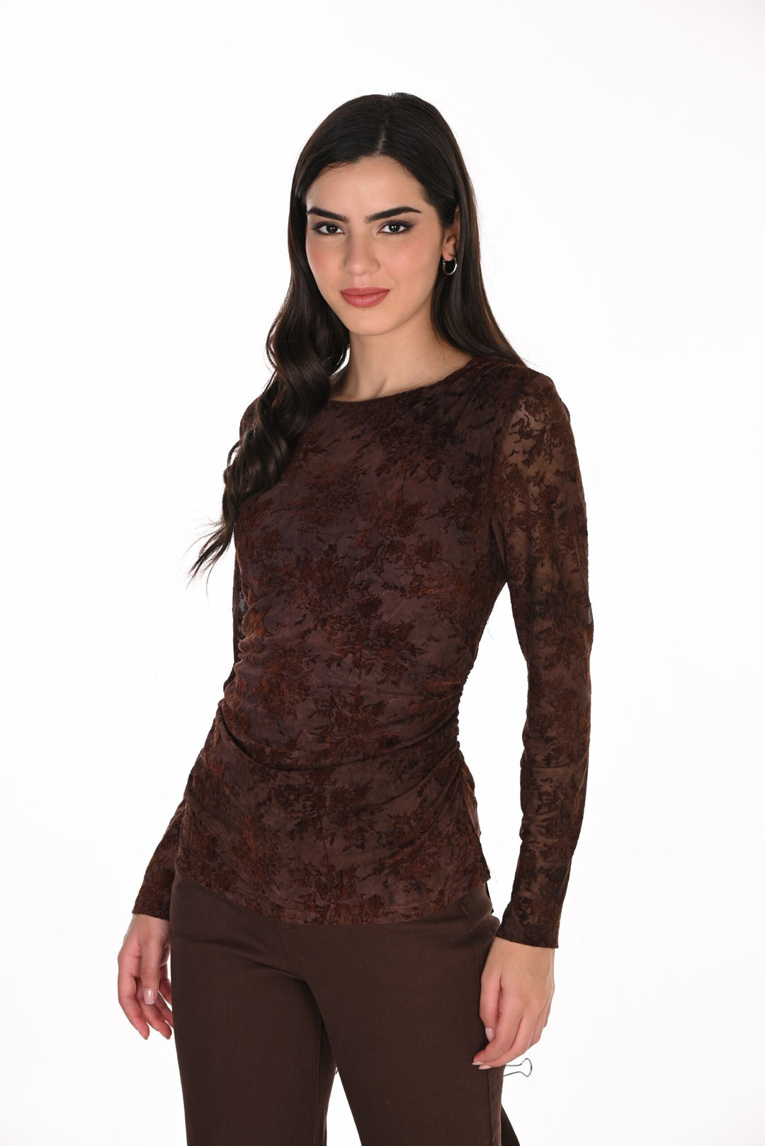 263462 - Burnout Fitted Top-02-Tops/Blouses-Frank Lyman-Krista Anne's Boutique, Women's Fashion and Accessories Located in Oklahoma City, OK and Black Mountain, NC