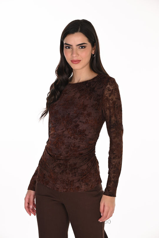 263462 - Burnout Fitted Top-02-Tops/Blouses-Frank Lyman-Krista Anne's Boutique, Women's Fashion and Accessories Located in Oklahoma City, OK and Black Mountain, NC