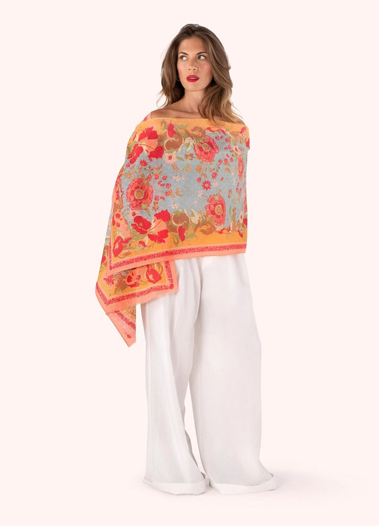 CSC6 - Paisley Poppies Cotton Scarf-08-Scarves/Wraps-Powder-Krista Anne's Boutique, Women's Fashion and Accessories Located in Oklahoma City, OK and Black Mountain, NC