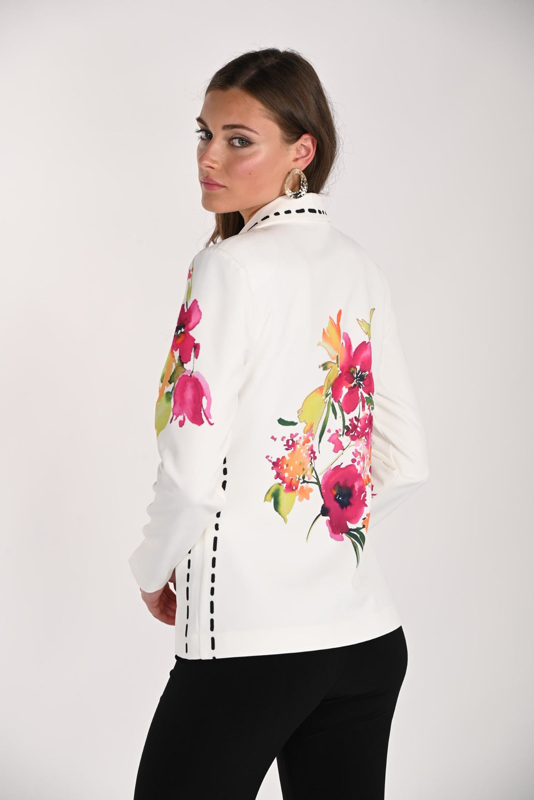 261655 - Stitch Pattern Floral Blazer-01-Jackets/Blazers-Frank Lyman-Krista Anne's Boutique, Women's Fashion and Accessories Located in Oklahoma City, OK and Black Mountain, NC