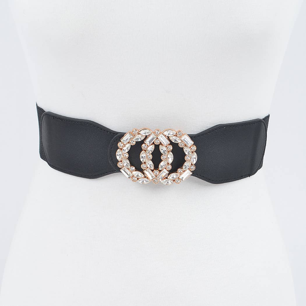 Double O Rhinestone Buckle Elastic Belt-09-Accessories-3AM BY H&D ACCESSORIES-Krista Anne's Boutique, Women's Fashion and Accessories Located in Oklahoma City, OK and Black Mountain, NC