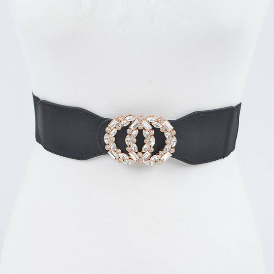 Double O Rhinestone Buckle Elastic Belt-09-Accessories-3AM BY H&D ACCESSORIES-Krista Anne's Boutique, Women's Fashion and Accessories Located in Oklahoma City, OK and Black Mountain, NC
