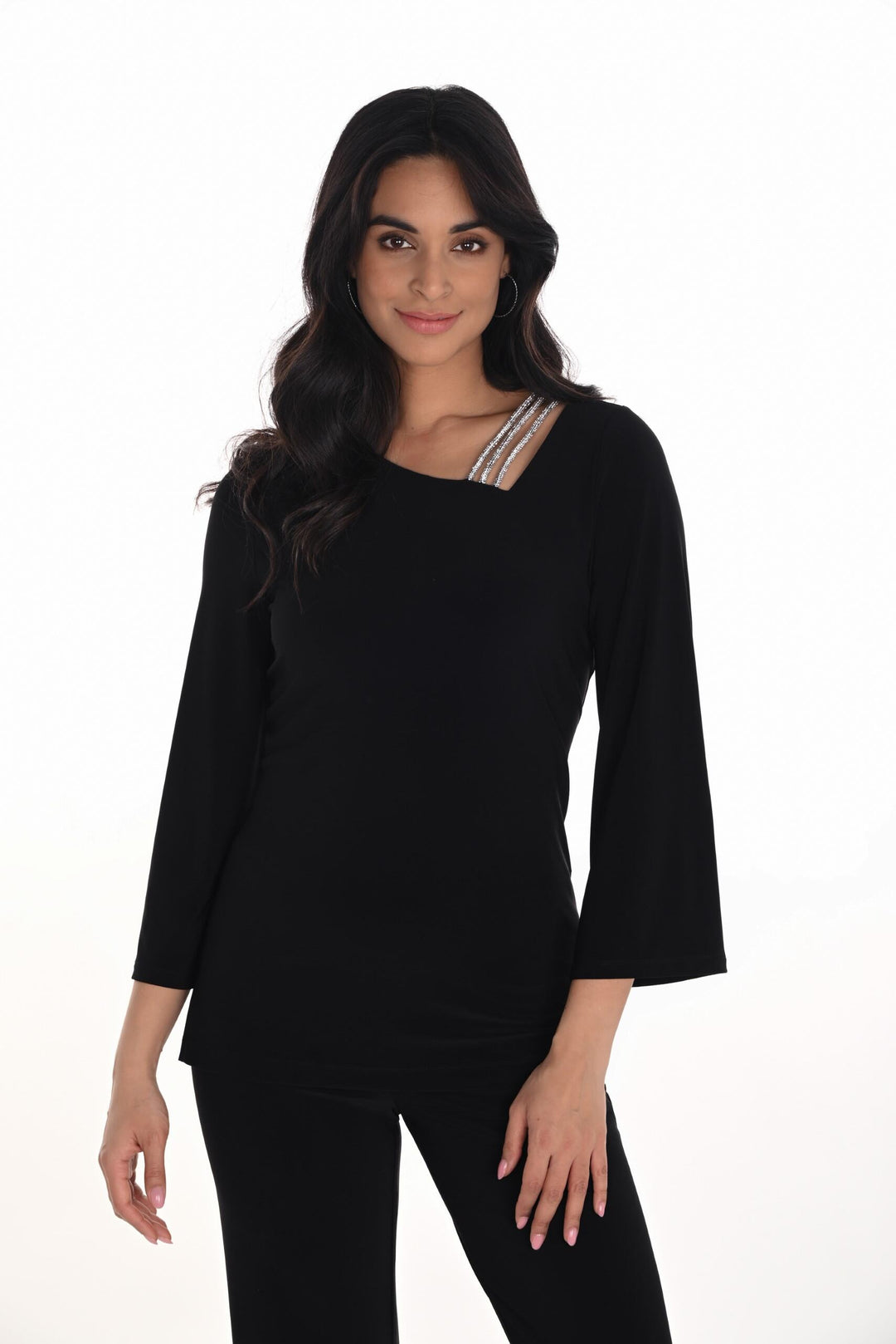 254026 - Triple Crystal Strand Top-02-Tops/Blouses-Frank Lyman-Krista Anne's Boutique, Women's Fashion and Accessories Located in Oklahoma City, OK and Black Mountain, NC