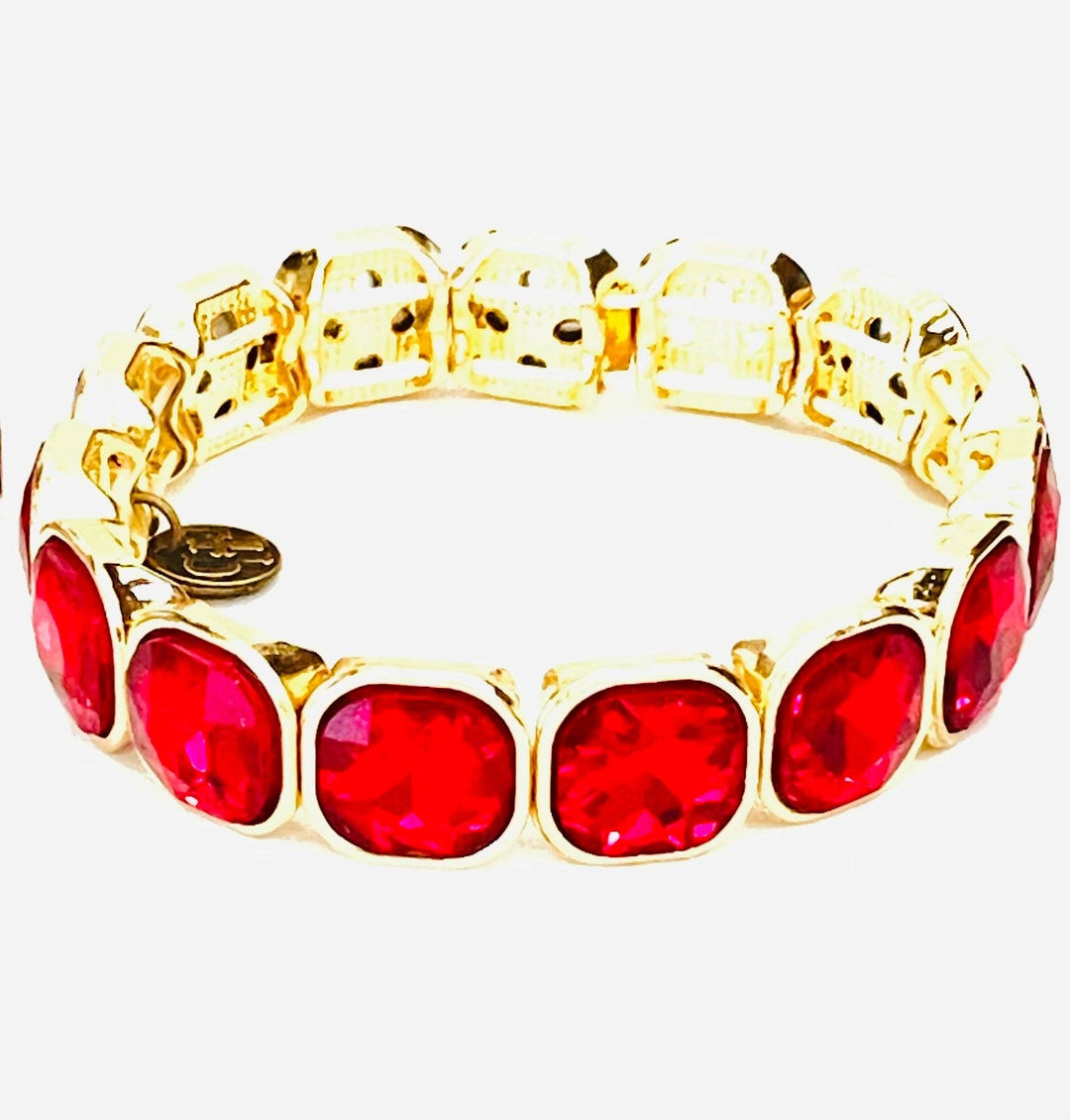 1CNC CH198 - Red rhinestone curvy bracelet-Pink Panache Brands-Krista Anne's Boutique, Women's Fashion and Accessories Located in Oklahoma City, OK and Black Mountain, NC