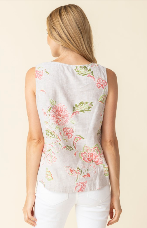 47505 - Linen Bloomer Veranda Tank-03-Tees/Tanks-Habitat-Krista Anne's Boutique, Women's Fashion and Accessories Located in Oklahoma City, OK and Black Mountain, NC