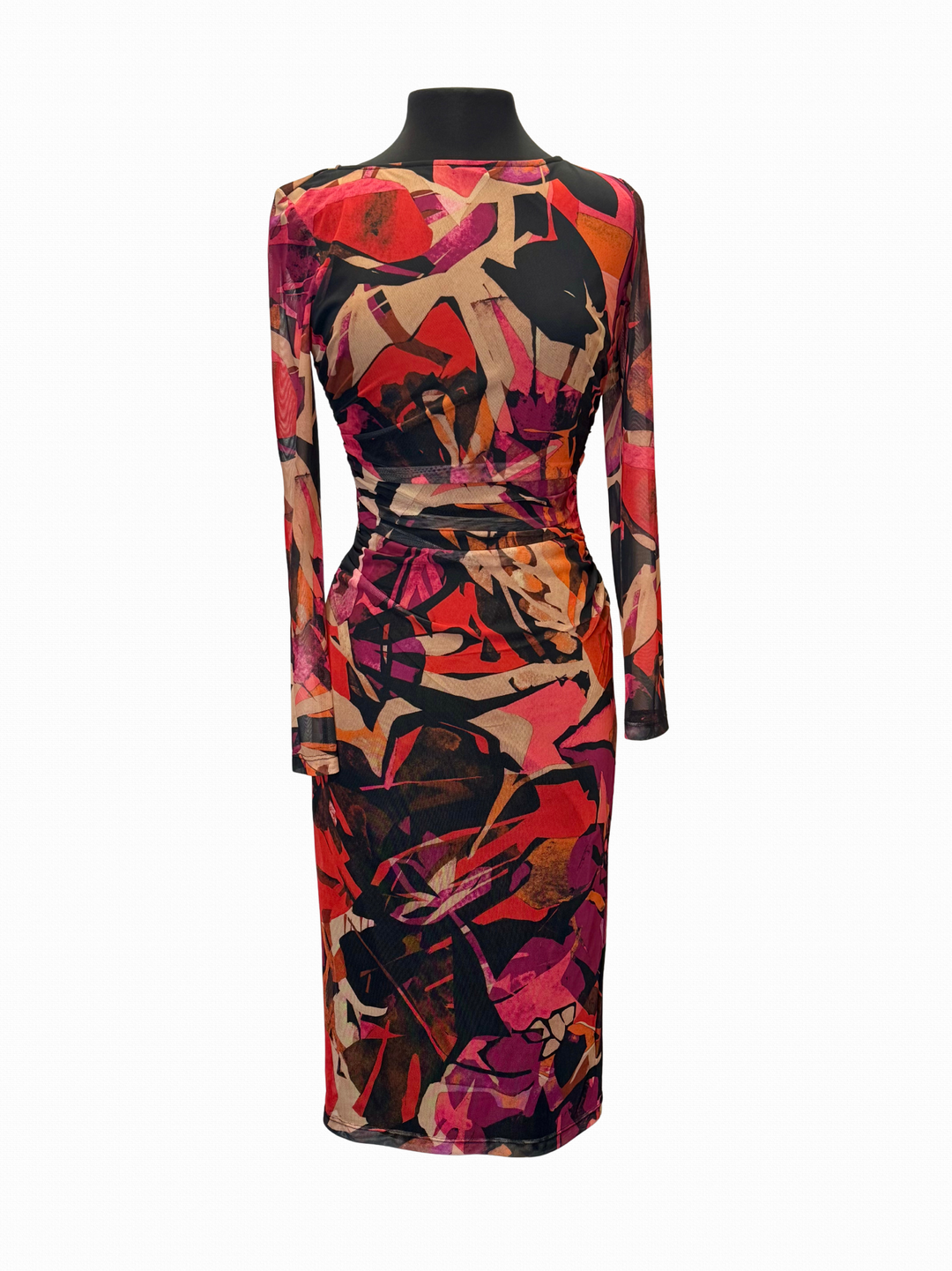 253360 - Long Sleeve Abstract Print Midi Dress-06-Dresses/Jumpsuits-Frank Lyman-Krista Anne's Boutique, Women's Fashion and Accessories Located in Oklahoma City, OK and Black Mountain, NC