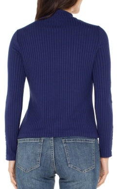 LM8J03K61 - Mock Neck Top w/ Button Detail-02-Tops/Blouses-Liverpool-Krista Anne's Boutique, Women's Fashion and Accessories Located in Oklahoma City, OK and Black Mountain, NC
