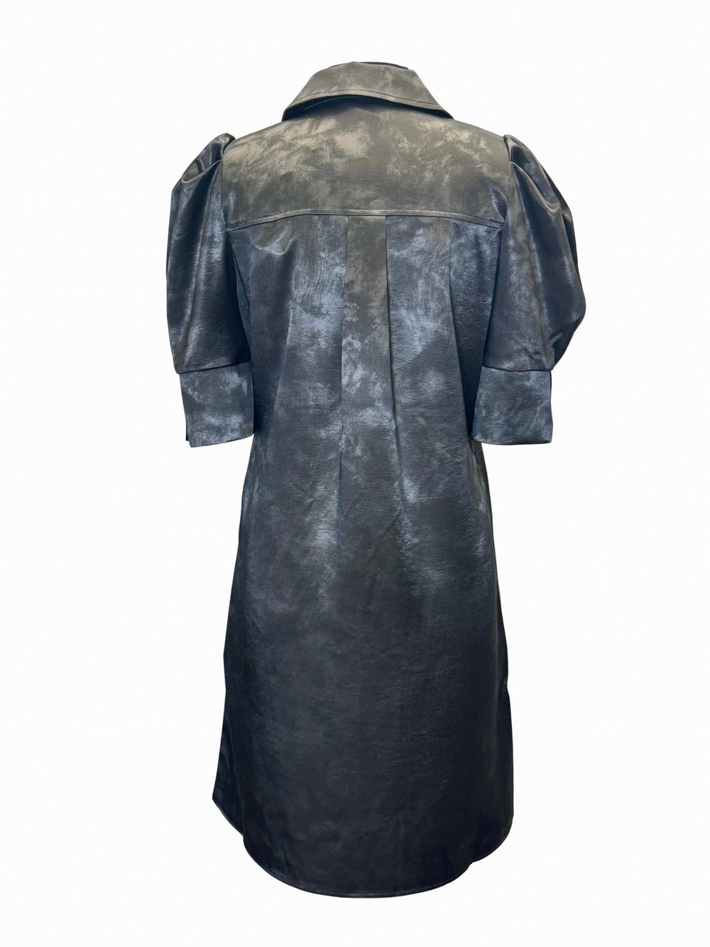Crema-2 - Elbow Puff-Sleeve Quarter-Zip Dress