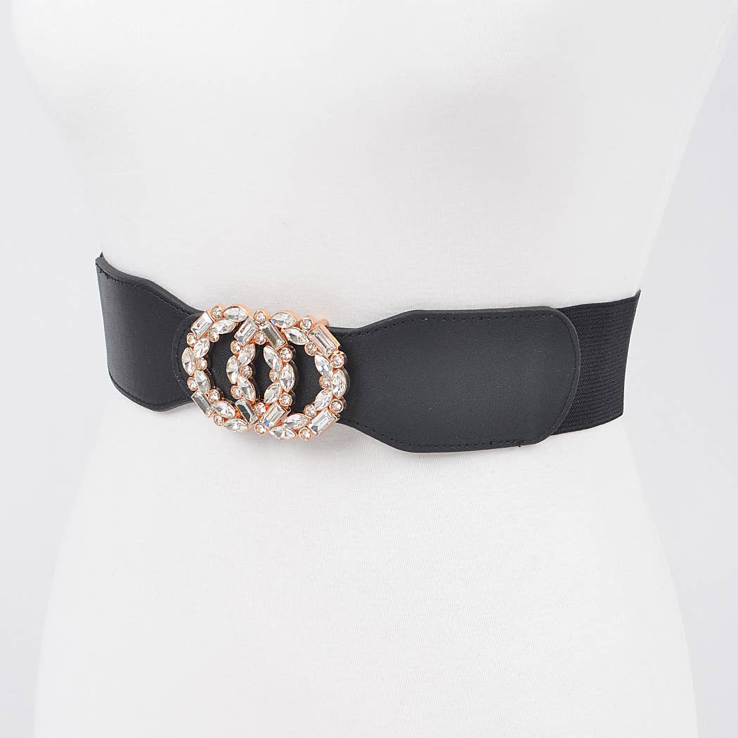 Double O Rhinestone Buckle Elastic Belt-09-Accessories-3AM BY H&D ACCESSORIES-Krista Anne's Boutique, Women's Fashion and Accessories Located in Oklahoma City, OK and Black Mountain, NC