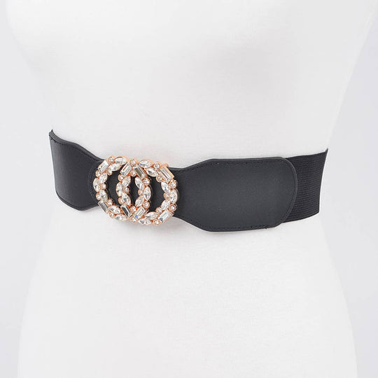 Double O Rhinestone Buckle Elastic Belt-09-Accessories-3AM BY H&D ACCESSORIES-Krista Anne's Boutique, Women's Fashion and Accessories Located in Oklahoma City, OK and Black Mountain, NC