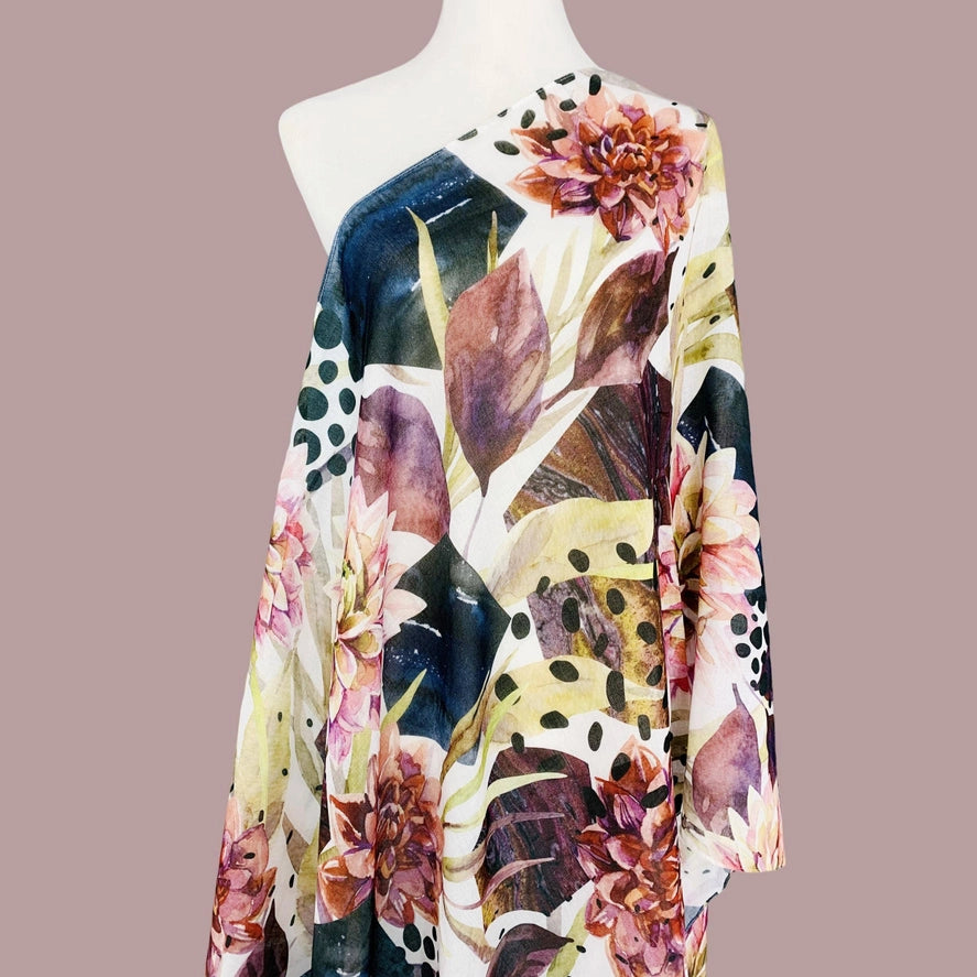 JC071144 - Chrysanthemum Abstract Scarf-08-Scarves/Wraps-JC Sunny Fashion-Krista Anne's Boutique, Women's Fashion and Accessories Located in Oklahoma City, OK and Black Mountain, NC