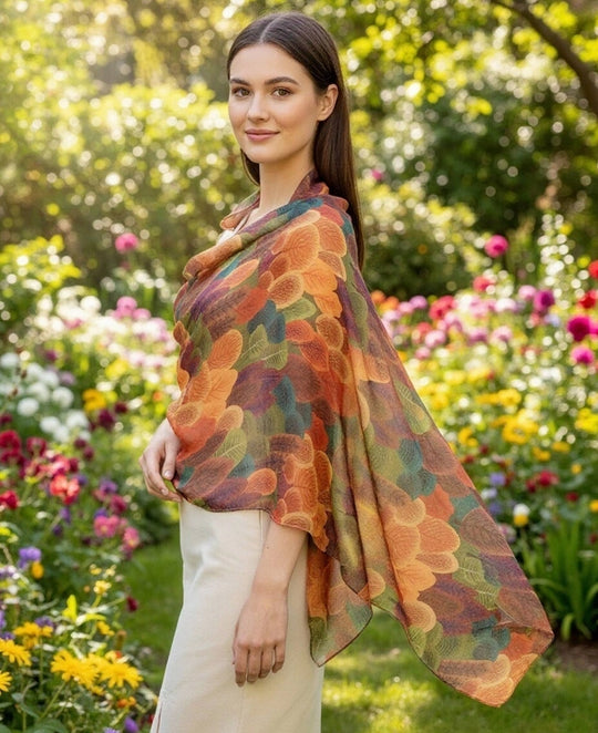 JC071155 - Falling Leaves Scarf-08-Scarves/Wraps-JC Sunny Fashion-Krista Anne's Boutique, Women's Fashion and Accessories Located in Oklahoma City, OK and Black Mountain, NC