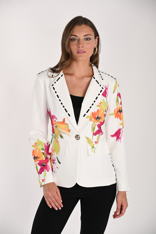 261655 - Stitch Pattern Floral Blazer-01-Jackets/Blazers-Frank Lyman-Krista Anne's Boutique, Women's Fashion and Accessories Located in Oklahoma City, OK and Black Mountain, NC
