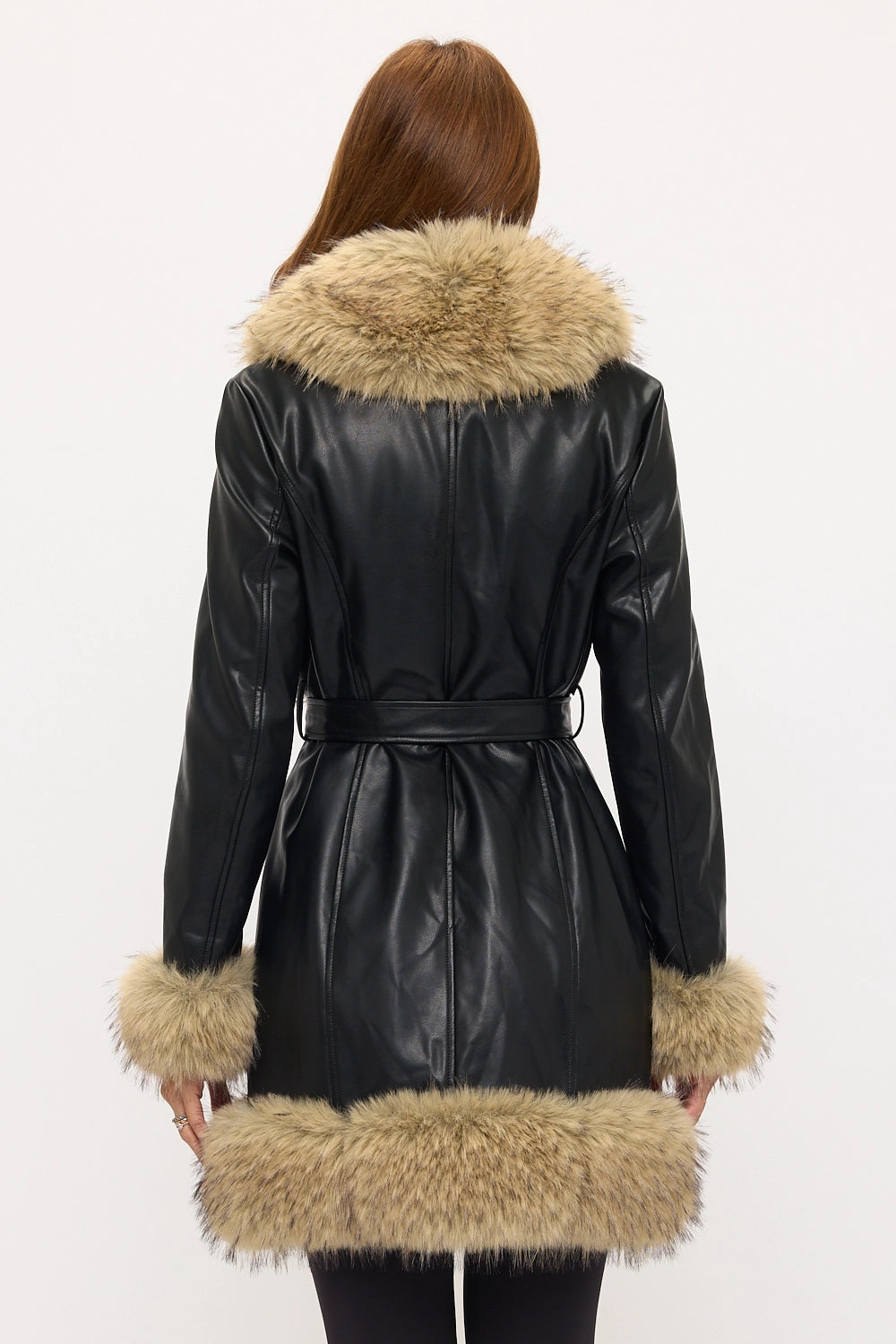 CLAPC0018 - Avenue Fur Trim Faux Leather Coat-07-Coats/Outerwear-LA Coalition-Krista Anne's Boutique, Women's Fashion and Accessories Located in Oklahoma City, OK and Black Mountain, NC