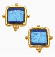 1735bl - Madeline Blue French Glass Studs