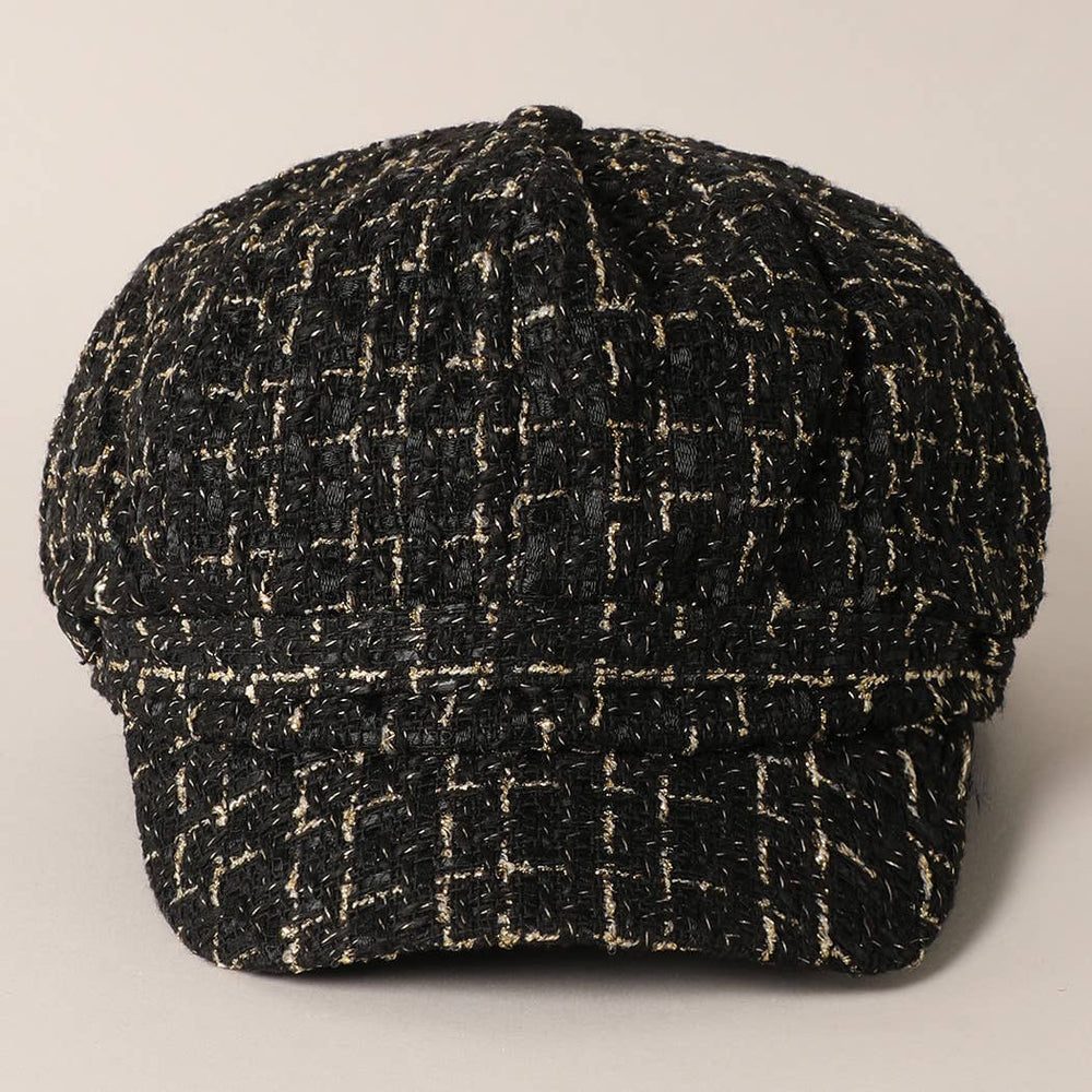 Tweed Plaid Cadet Newsboy Cabbie Cap Hat-09-Accessories-Fashion City-Krista Anne's Boutique, Women's Fashion and Accessories Located in Oklahoma City, OK and Black Mountain, NC