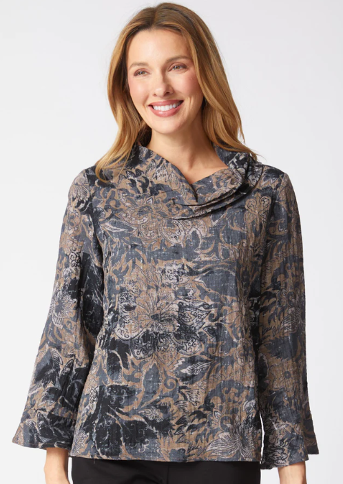 33922 - Express Floral Foliage Cowl Top-02-Tops/Blouses-Habitat-Krista Anne's Boutique, Women's Fashion and Accessories Located in Oklahoma City, OK and Black Mountain, NC