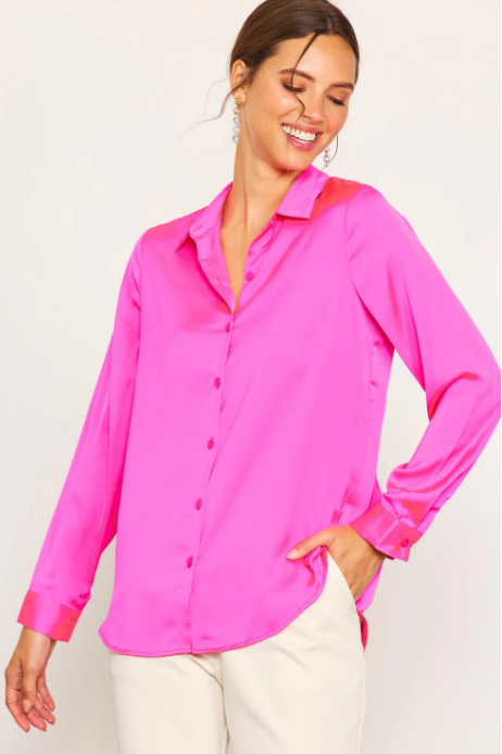 44660 - Satin Classic Button Down-02-Tops/Blouses-Aslan Rose-Krista Anne's Boutique, Women's Fashion and Accessories Located in Oklahoma City, OK and Black Mountain, NC