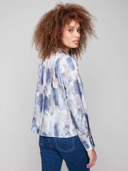 C4551D-314C - Long Sleeve Shirt With Twisted Front-05-Sweaters-Charlie B.-Krista Anne's Boutique, Women's Fashion and Accessories Located in Oklahoma City, OK and Black Mountain, NC