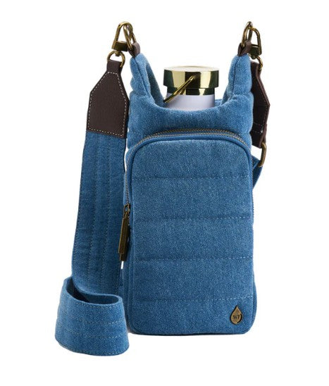 WBB1-Blue - Denim Puffer HydroBag® with Accent Shoulder Strap-09-Accessories-Wanderfull-Krista Anne's Boutique, Women's Fashion and Accessories Located in Oklahoma City, OK and Black Mountain, NC