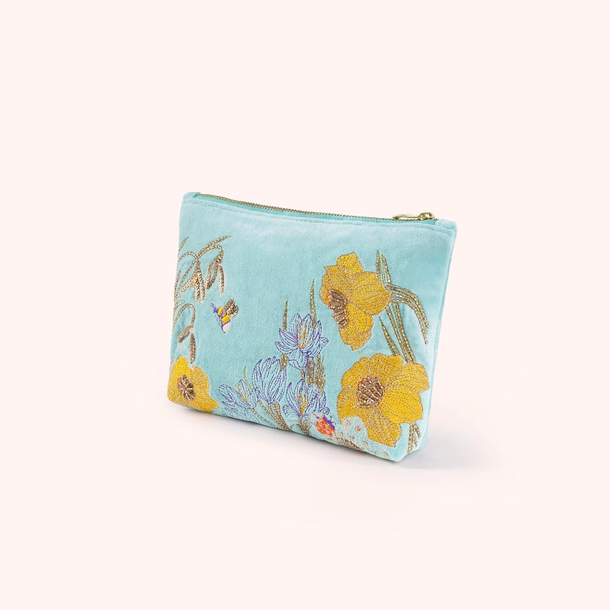 MEZ1 - Wildflower Meadow Embroidered Zip Pouch-09-Accessories-Powder-Krista Anne's Boutique, Women's Fashion and Accessories Located in Oklahoma City, OK and Black Mountain, NC