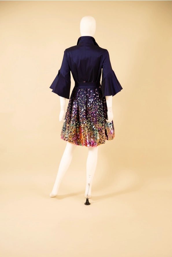 F26044 - Sequin Bubble Dress w/ Flared Half Sleeves