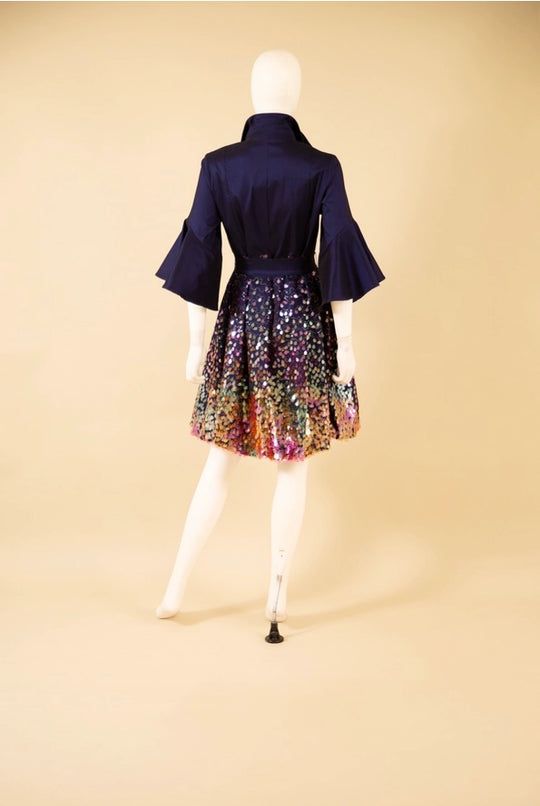 F26044 - Sequin Bubble Dress w/ Flared Half Sleeves