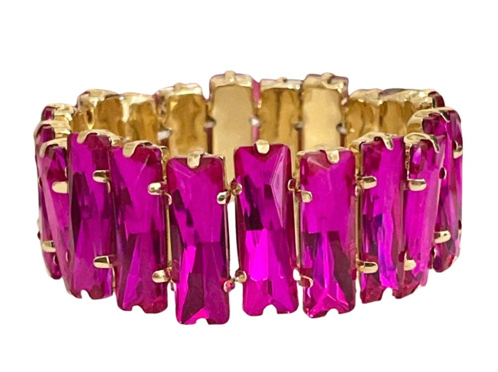 1CNC J180 - Fuchsia rhinestone stretch bracelet-Pink Panache Brands-Krista Anne's Boutique, Women's Fashion and Accessories Located in Oklahoma City, OK and Black Mountain, NC