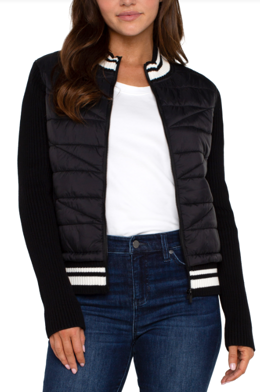 LM8D67SW53-S - Quilted Front Zip Jacket-01-Jackets/Blazers-Liverpool-Krista Anne's Boutique, Women's Fashion and Accessories Located in Oklahoma City, OK and Black Mountain, NC