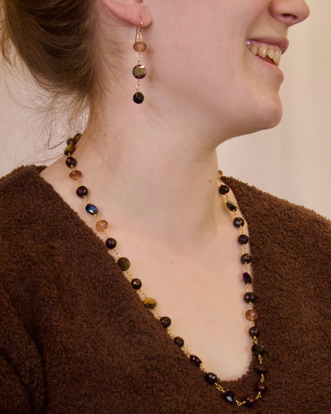 NW-25-148 - Cranberry and Tigers Eye Necklace-10-Jewelry-Michele Busch Jewelry-Krista Anne's Boutique, Women's Fashion and Accessories Located in Oklahoma City, OK and Black Mountain, NC