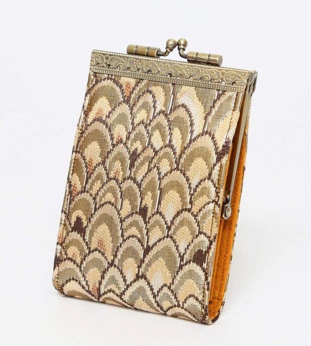 CHR-102 - Small Feathers Brocade Card Wallet with RFID Protection-12-Gifts-Cathayana-Krista Anne's Boutique, Women's Fashion and Accessories Located in Oklahoma City, OK and Black Mountain, NC