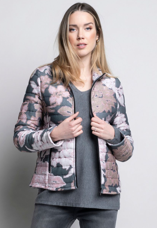 LR420OV - Floral Puffer Coat-01-Jackets/Blazers-Picadilly-Krista Anne's Boutique, Women's Fashion and Accessories Located in Oklahoma City, OK and Black Mountain, NC