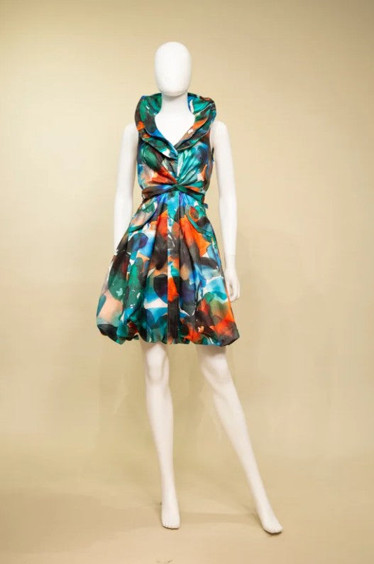 S24150 - Printed Bubble Dress-06-Dresses/Jumpsuits-Samuel Dong-Krista Anne's Boutique, Women's Fashion and Accessories Located in Oklahoma City, OK and Black Mountain, NC