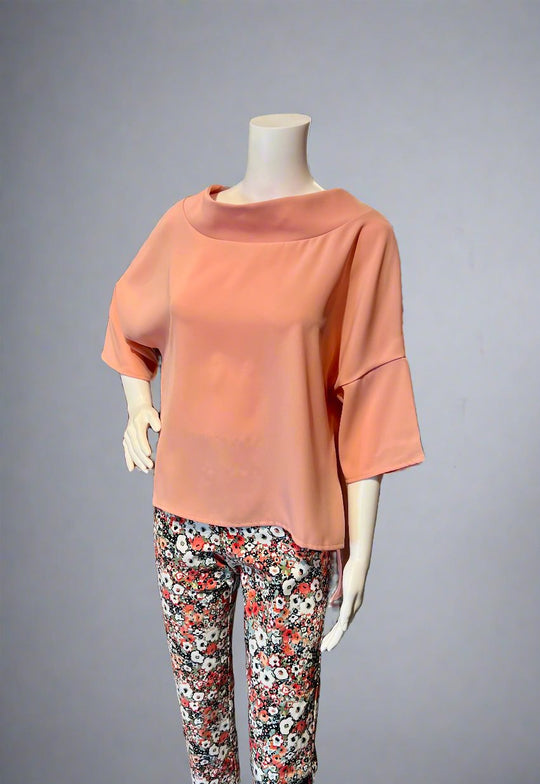 D457SU - Audrey Top, Peach-02-Tops/Blouses-Suzy D.-Krista Anne's Boutique, Women's Fashion and Accessories Located in Oklahoma City, OK and Black Mountain, NC