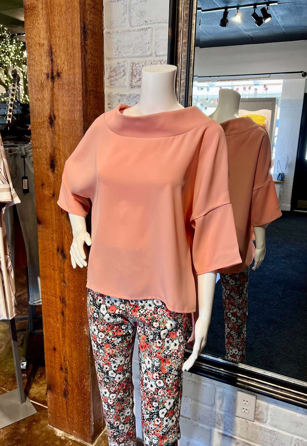 D457SU - Audrey Top, Peach-2-Tops/Blouses-Suzy D.-Krista Anne's Boutique, Women's Fashion and Accessories Located in Oklahoma City, OK