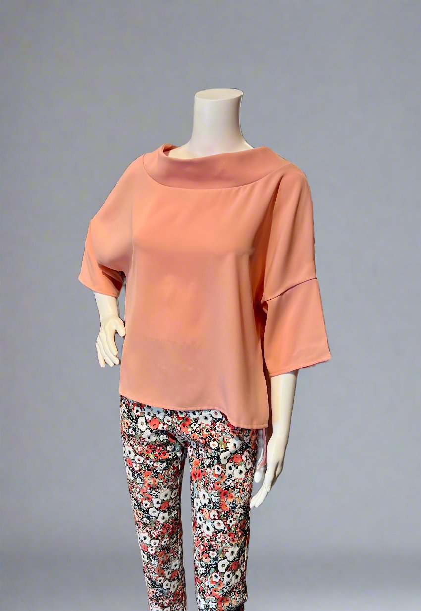 D457SU - Audrey Top, Peach-02-Tops/Blouses-Suzy D.-Krista Anne's Boutique, Women's Fashion and Accessories Located in Oklahoma City, OK and Black Mountain, NC