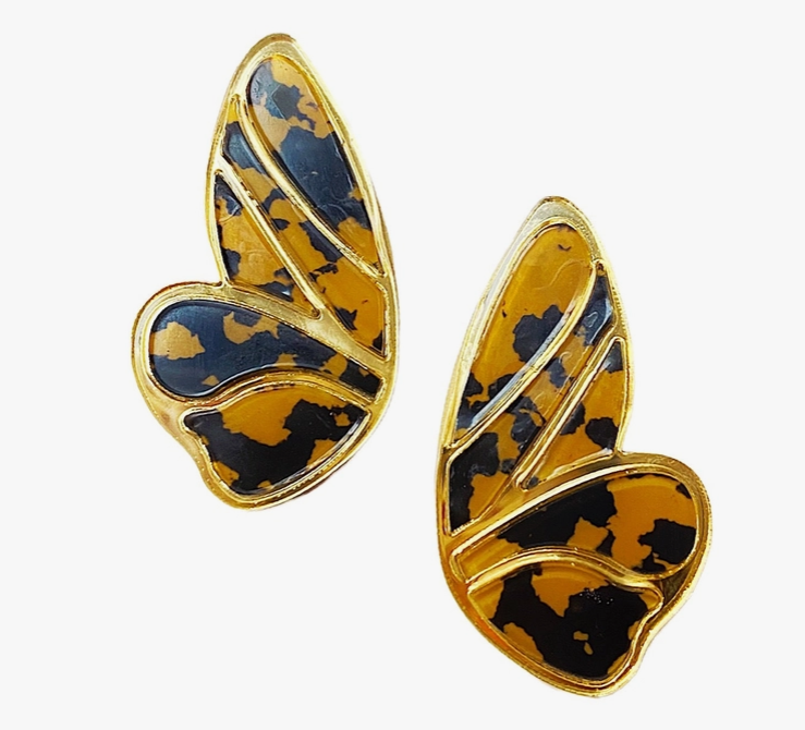 Tortoise Butterfly Wing Earrings-10-Jewelry-Bohemian Gemme-Krista Anne's Boutique, Women's Fashion and Accessories Located in Oklahoma City, OK and Black Mountain, NC