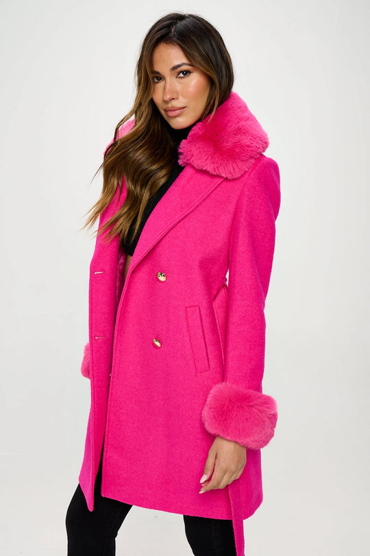 W428L3 - Faux Fur Trimmed Enchantment Coat-07-Coats/Outerwear-LA Coalition-Krista Anne's Boutique, Women's Fashion and Accessories Located in Oklahoma City, OK and Black Mountain, NC