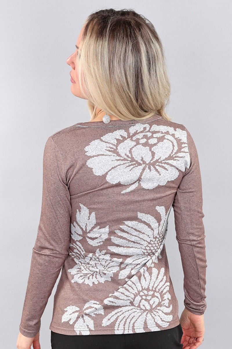 903 - Floral Lightweight Knit Top-05-Sweaters-Michael Tyler Collections-Krista Anne's Boutique, Women's Fashion and Accessories Located in Oklahoma City, OK and Black Mountain, NC