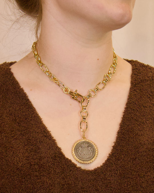 NW-25-145 - Bezeled Edge Lion Coin Necklace-10-Jewelry-Michele Busch Jewelry-Krista Anne's Boutique, Women's Fashion and Accessories Located in Oklahoma City, OK and Black Mountain, NC