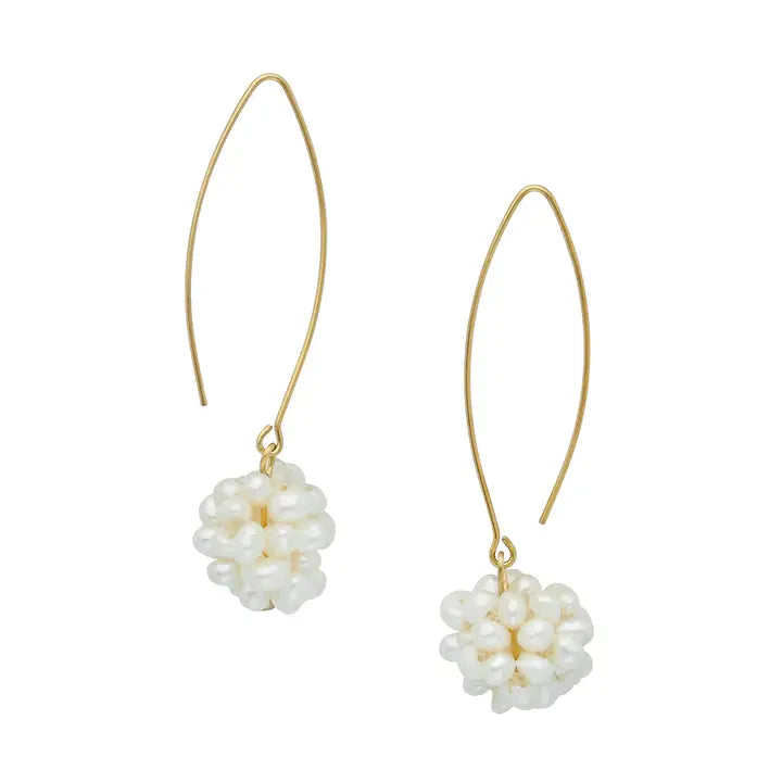 1312W - Pearl Cluster Threader Earrings-10-Jewelry-Susan Shaw-Krista Anne's Boutique, Women's Fashion and Accessories Located in Oklahoma City, OK and Black Mountain, NC