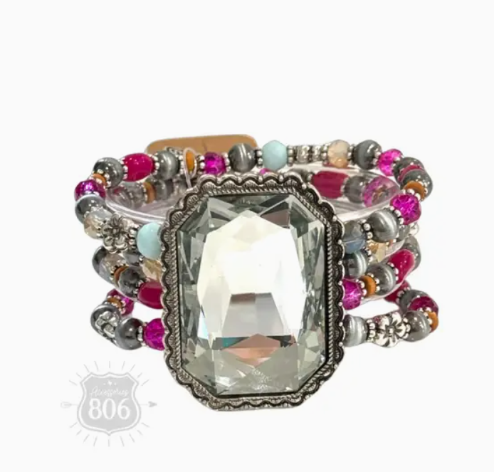 806-B044 - Four Layer Bracelet w/ Center Medallion-10-Jewelry-Pink Panache-Krista Anne's Boutique, Women's Fashion and Accessories Located in Oklahoma City, OK and Black Mountain, NC