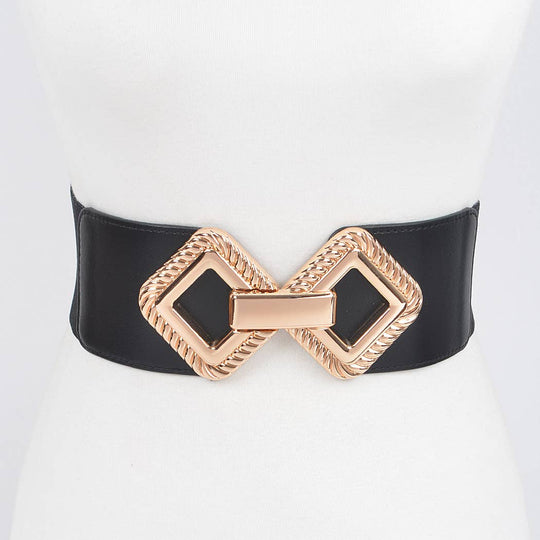 Double Diamond Buckle Stretch Belt-09-Accessories-3AM BY H&D ACCESSORIES-Krista Anne's Boutique, Women's Fashion and Accessories Located in Oklahoma City, OK and Black Mountain, NC