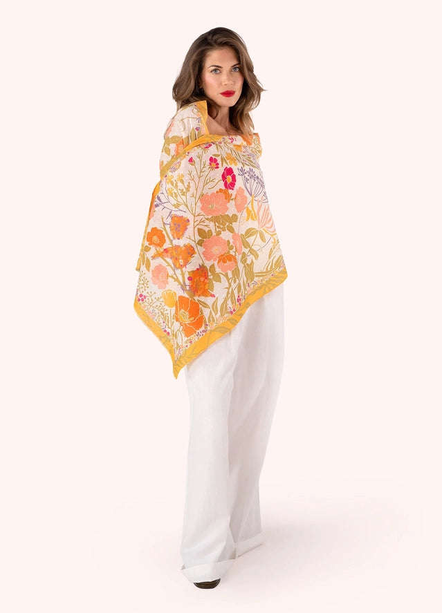 CSC8 - Birds in Bloom Cotton Scarf-08-Scarves/Wraps-Powder-Krista Anne's Boutique, Women's Fashion and Accessories Located in Oklahoma City, OK and Black Mountain, NC