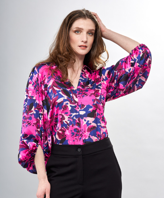 BCT7203PR - Printed Blousen Sleeve Blouse-2-Tops/Blouses-Insight-Krista Anne's Boutique, Women's Fashion and Accessories Located in Oklahoma City, OK
