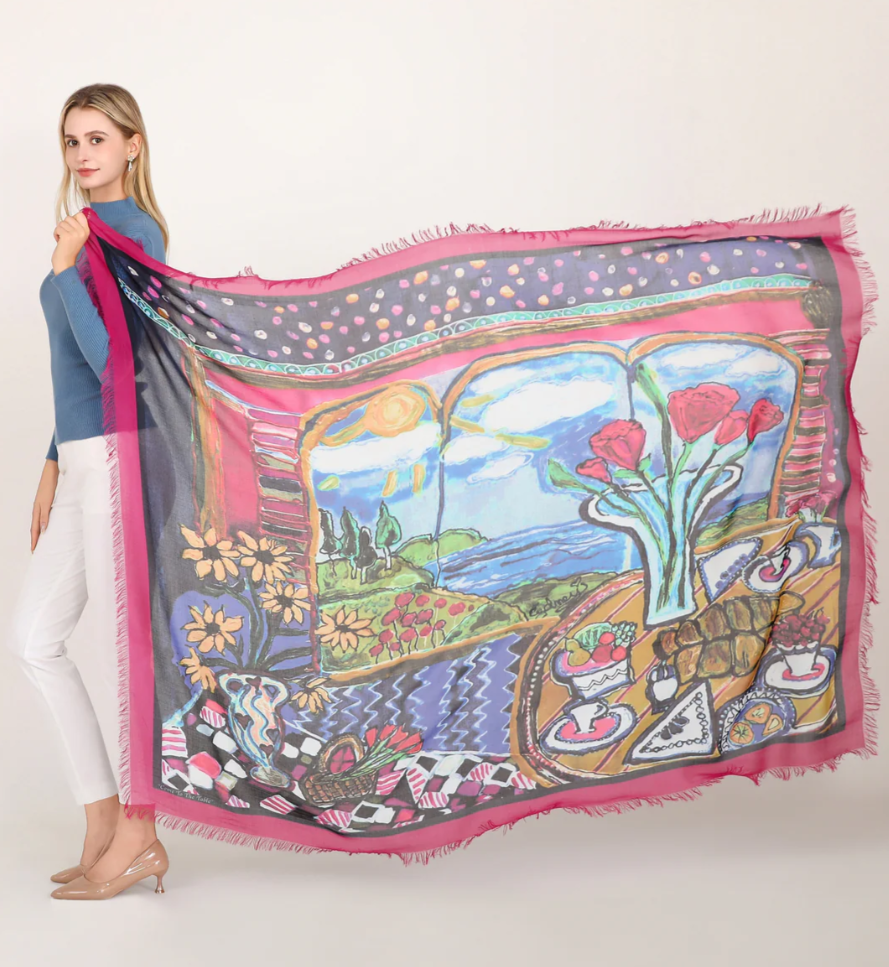 D-1009 - "Seat at the Table" Silk Blend Scarf-08-Scarves/Wraps-Love's Pure Light-Krista Anne's Boutique, Women's Fashion and Accessories Located in Oklahoma City, OK and Black Mountain, NC