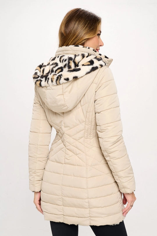 QB451R2 - Wild Reversible Vegan Luxe Puffer-07-Coats/Outerwear-LA Coalition-Krista Anne's Boutique, Women's Fashion and Accessories Located in Oklahoma City, OK and Black Mountain, NC