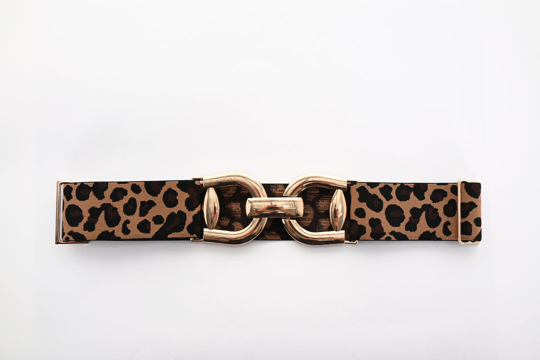 A25306 - Cheetah Front Clasp Stretch Belt-09-Accessories-Frank Lyman-Krista Anne's Boutique, Women's Fashion and Accessories Located in Oklahoma City, OK and Black Mountain, NC